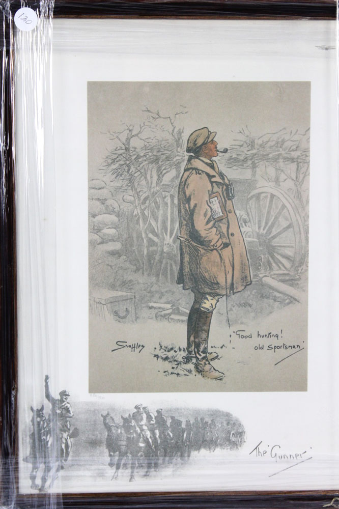 Three facsimile Snaffles prints "The Gunner", "Gunners" and "The Mountain Gunner". - Bild 4 aus 5
