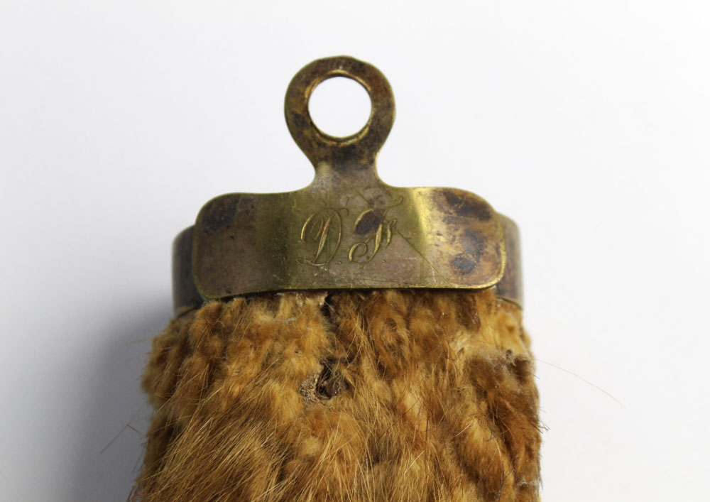Taxidermy - an otter pole or rudder with brass fitting marked "Ouse Bridge 25/9/13" and engraved to - Image 3 of 3