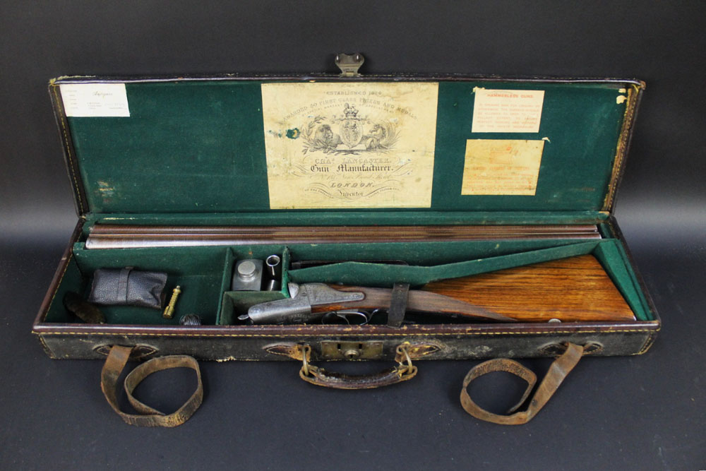 Charles Lancaster a 12 bore Patent hammerless ejector gun, with 30" Damascus barrels, - Image 13 of 16