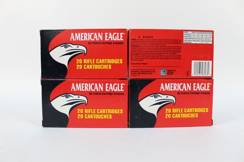Sixty rounds cal 308 Winchester American Eagle 150 grain full metal jacket,