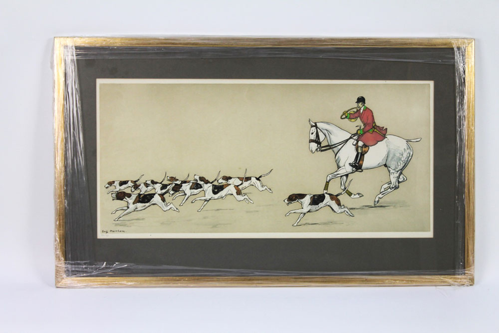 Guy Messhane a pair of prints, huntsman and hounds, 28 x 63 cm, framed and mounted. - Image 3 of 8