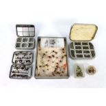 A Hardy alloy fly box, together with two alloy dry fly boxes, various dry flies etc.