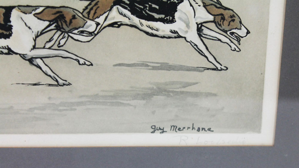 Guy Messhane a pair of prints, huntsman and hounds, 28 x 63 cm, framed and mounted. - Image 8 of 8