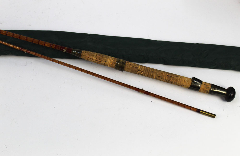 A split cane trout fly rod, in two sections 9', restored 1965.