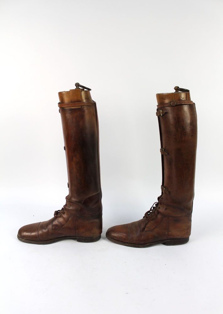 A pair of ladies tan leather riding boots, - Image 3 of 7