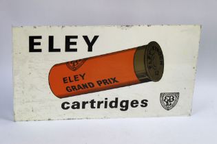 An Eley Grand Prix shotgun cartridge metallic shop display board, double sided. 31 x 56 cm.