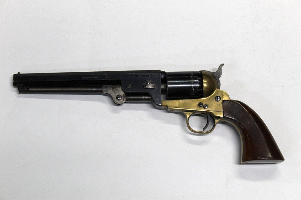 An Italian Navy Model 1851 black powder revolver, with 7" hexagonal barrel, 36 cal. Serial No.