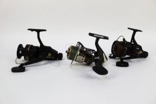 Three Abu Garcia fixed spooled reels, a 556, SX60 and a 757 (AF).