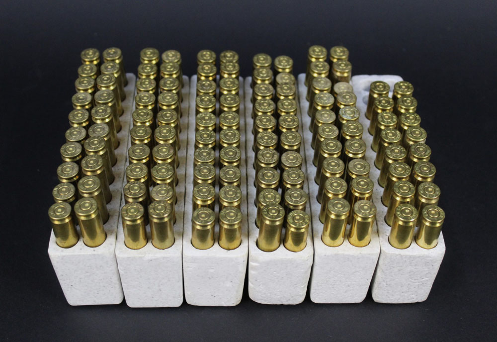 Ninety six Winchester 243 brass cases.