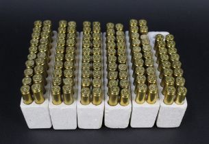 Ninety six Winchester 243 brass cases.