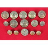 Fifteen hunt buttons, thought to be from The Roman Foxhounds Italy,