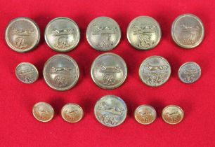 Fifteen hunt buttons, thought to be from The Roman Foxhounds Italy,
