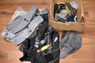 Box of scuba diving equipment Sea Quest Pro QD+ vest and Suunto diving compass