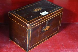 Shell inlaid wooden tea caddy