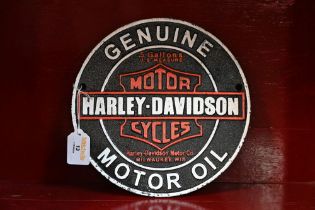 Reproduction cast metal Harley Davidson advertising plaque