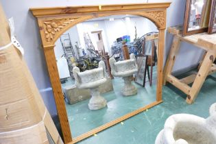 Pine overmantel ornamental mirror