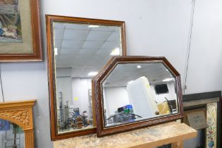 Two wooden mantel mirrors,