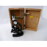 Stein miniature microscope in wooden box,