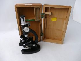 Stein miniature microscope in wooden box,