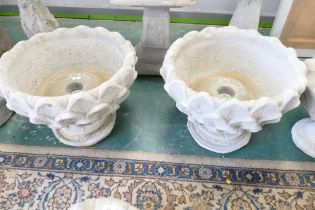 Pair of composite classical style low garden planters