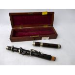 Hardwood flute/ fife with indistinct makers marks, impressed D,