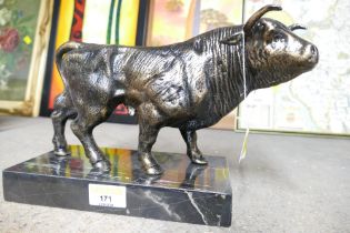 Cast metal bull