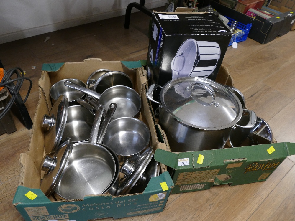 Stainless steel pans, draining sauce pan,