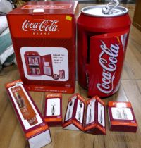 Coca Cola cooler and Coca Cola ice cream scoops, salt and pepper set, pizza cutter,