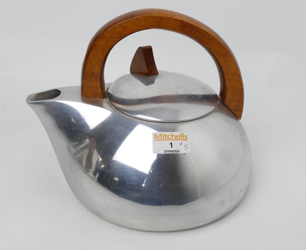 Five piece Picquot ware tea and coffee set, kettle, teapot, coffee pot,
