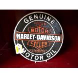 Reproduction cast metal advertising plaque for Harley Davidson Motor Oil