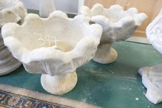 Pair of composite garden urns,