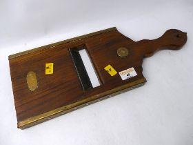 Oak and brass Victorian vegetable mandolin by Brades & Co of Cornwall,