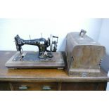 Federation hand sewing machine in wooden case