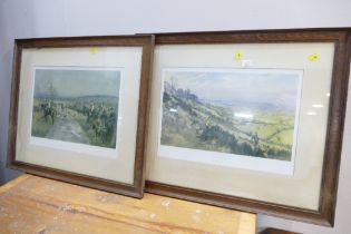 Pair of hunting prints by Lionel Edwards "The South Notts Foxhounds",