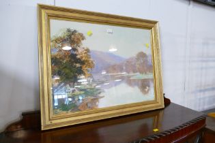 Framed watercolour by Baragwamath King "Autumn on The Tamar",