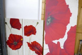 Three canvas poppy prints