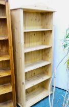 Freestanding pine bookcase, height 180 cm,