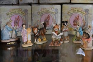 Seven Border Fine Arts boxed Beatrix Potter figures, Peter Rabbit, 1893-1993, Jane and Clock,
