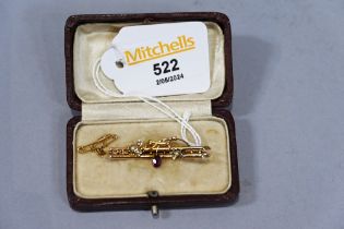 9 ct gold bar brooch, weight approximately 2.