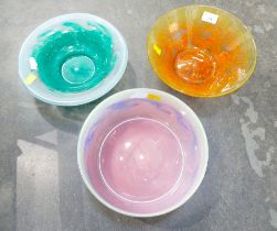 Three pieces of Studio Glass bowls