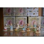 Seven Border Fine Art Beatrix Potter figures, Lady Mouse, Lucinda, Rebecca, Mrs Rabbit, Ginger,