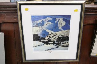 Signed limited edition print of Blencathra in snow ,71-250,