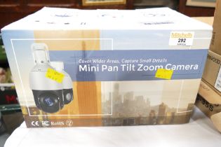 Mini Pan-Tilt Zoom security camera (boxed)