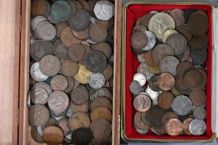 Two boxes of GB and world coins