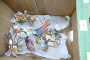 Box of bird sculpture's by David Ivey & Wade Whimsies etc