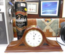 Bottle of Glenfiddich Pure Malt Scotch Whisky 70 cl and Night & Gibbins mantel clock
