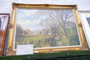 Gilt framed oil on canvas by Richard Wood "Loweswater Lane"