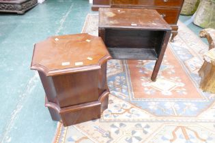 Victorian mahogany low bedside cabinet with shaped frieze,