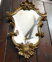 Shaped gilt framed mirror