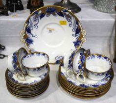 Lotus blue white gilt and floral part tea set
